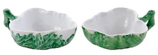 Two Porcelain Leaf Form Small Dishes