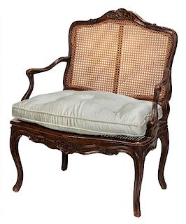 Provincial Louis XV Carved and Caned Marquise