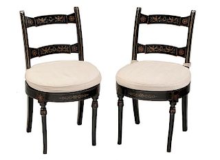 Pair Regency Paint Decorated Side Chairs