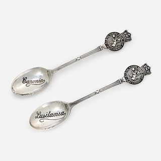  Elkington Sterling Spoons for the Lusitania and Caronia Ocean Liners