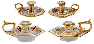 Four English Porcelain Chambersticks