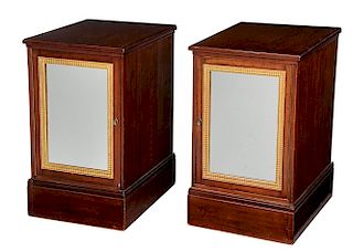 Pair of George III Mahogany Inlaid and Parcel Gilt Night Stands
