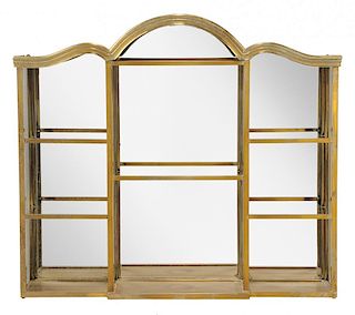 Dutch Baroque Style Brass and Mirrored Hanging Display Cabinet