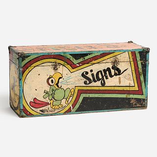  Sign Painter's Brush Box with Cartoons (ca. 1950)