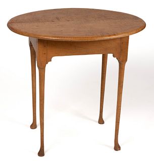 AMERICAN, PROBABLY NEW ENGLAND, QUEEN ANNE FIGURED MAPLE TEA TABLE