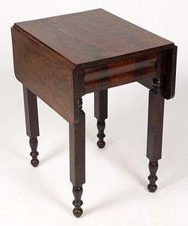 AMERICAN CLASSICAL MAHOGANY-VENEERED TWO-DRAWER SEWING / WORK STAND 