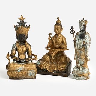  3 Qianlong Reproduction Bronze Buddha Figures