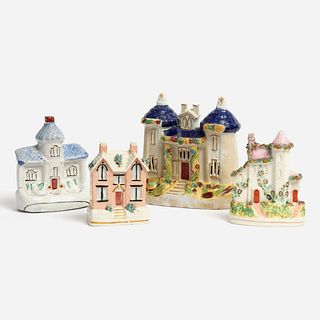 4 Staffordshire Pottery Houses