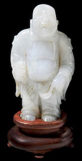 Carved White Jade Figure of Hotei