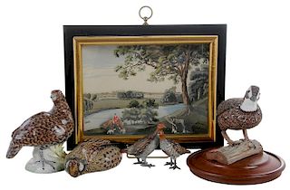 One Shadowbox and Five Bird Figures