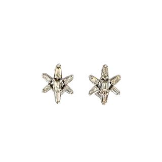 White Gold Star Diamond Earrings
