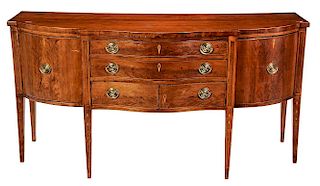 American Federal Figured and Inlaid Cherry Serpentine Sideboard