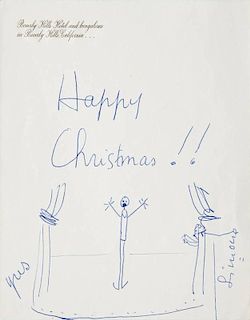 MARILYN MONROE CHRISTMAS DRAWING FROM YVES MONTAND AND SIMONE SIGNORET
