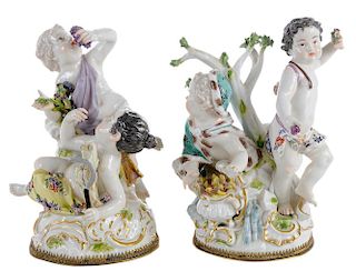 Pair of Meissen Figurines Depicting the Four Seasons