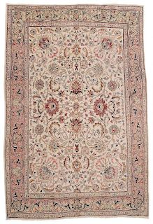 Ivory Field Tabriz Carpet