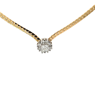 14K Yellow Gold Diamond Cluster Necklace