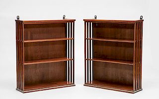 Pair of Edwardian Style Mahogany Hanging Shelves