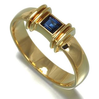 TIFFANY & CO. SQUARE SAPPHIRE 18K YELLOW GOLD RING
