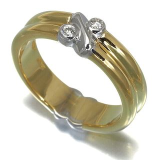 TIFFANY & CO. SIGNATURE DIAMOND 18K YELLOW WHITE GOLD RING