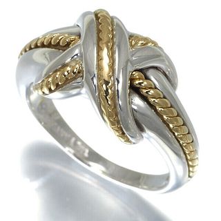 TIFFANY & CO. SIGNATURE STERLING SILVER & 18K YELLOW GOLD RING