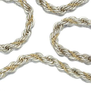 TIFFANY & CO. TWIST ROPE STERLING SILVER & 18K YELLOW GOLD CHAIN NECKLACE