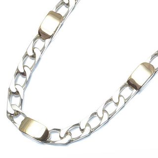 TIFFANY & CO FLAT LINK STERLING SILVER & 18K YELLOW GOLD CHAIN NECKLACE