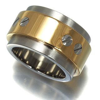 CARTIER SANTOS 18K YELLOW GOLD & STAINLESS STEEL RING
