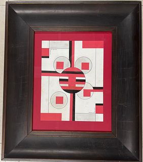 SANDU DARIE (1908-1991) Untitled and framed collage and ink on paper with COA
