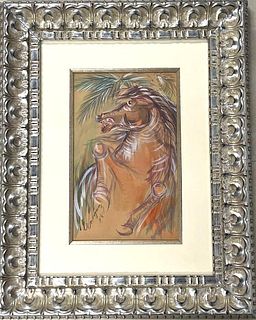 Framed gouache and Ink on Paper signed Carlos Enriquez, dated 1954 