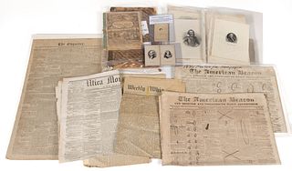 AMERICAN HISTORICAL NEWSPAPERS AND PRINTS, UNCOUNTED LOT