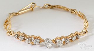 14K yellow gold bracelet with diamonds