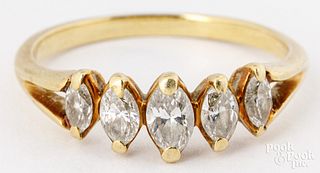18K yellow gold ring with diamonds