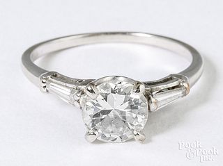 14K white gold ring with diamonds