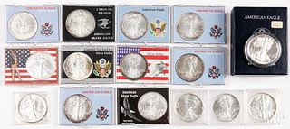 Fifteen American Eagle 1 ozt fine silver coins