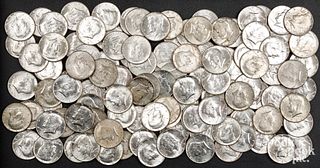 Sixty 1964 Kennedy silver half dollars, etc.