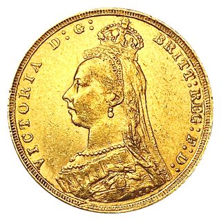 1891 G. Britain .2355oz Gold Sovereign NEARLY UNCI