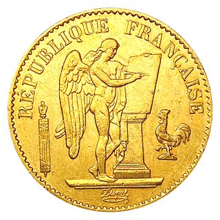1879 France .1867oz Gold 20 Francs CLOSELY UNCIRCU