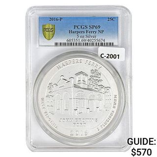 2016 US 5oz Silver Harpers Ferry Round PCGS SP69