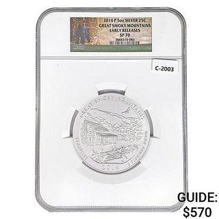 2014 US 5oz Silver Great Smoky Mtns. Round NGC SP7