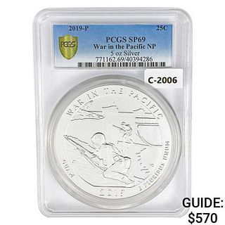 2019 US 5oz Silver War in the Pacific Round PCGS S