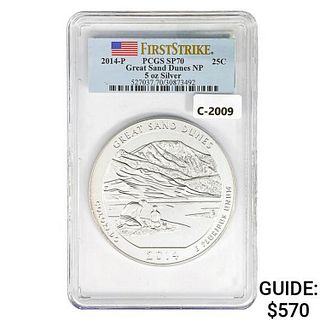 2014 US 5oz Silver Great Sand Dunes Round PCGS SP7