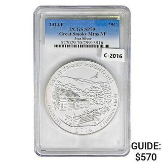 2014 US 5oz Silver Great Smoky Mtns. Round PCGS SP