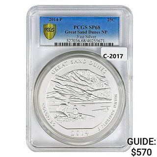 2014 US 5oz Silver Great Sand Dunes Round PCGS SP6
