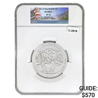 2011 US 5oz Silver Olympic Round NGC SP70