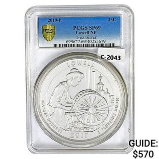 2019 US 5oz Silver Lowell Round PCGS SP69
