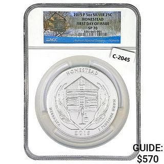 2015 US 5oz Silver Homestead Round NGC SP70 1st Is