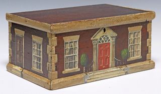 ENGLISH PAINT-DECORATED HOUSE FACADE TABLE BOX