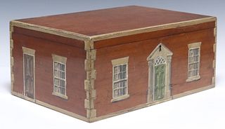ENGLISH PAINT-DECORATED HOUSE FACADE COMPARTMENTALIZED BOX