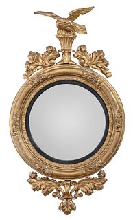 Classical Giltwood Bullseye Mirror with Eagle