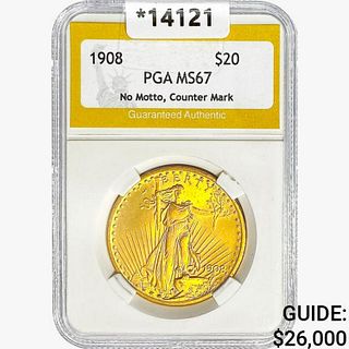 1908 $20 Gold Double Eagle PGA MS67 Counter Mark